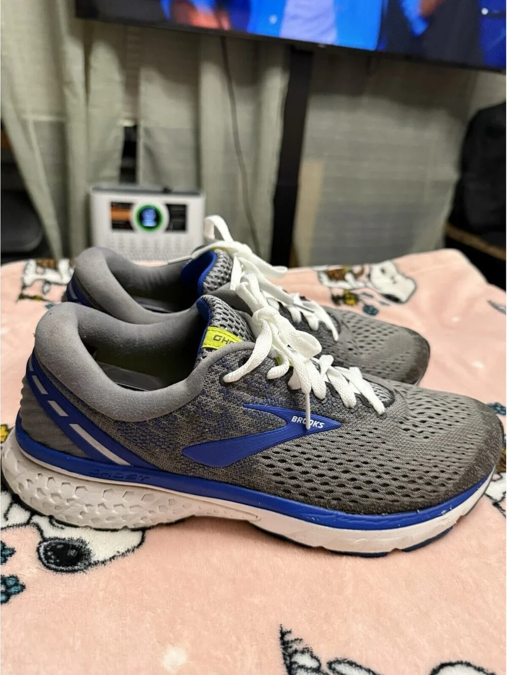 Brooks Ghost Men's Gray/Blue/White Low Top Mesh Lace-Up Running Shoes